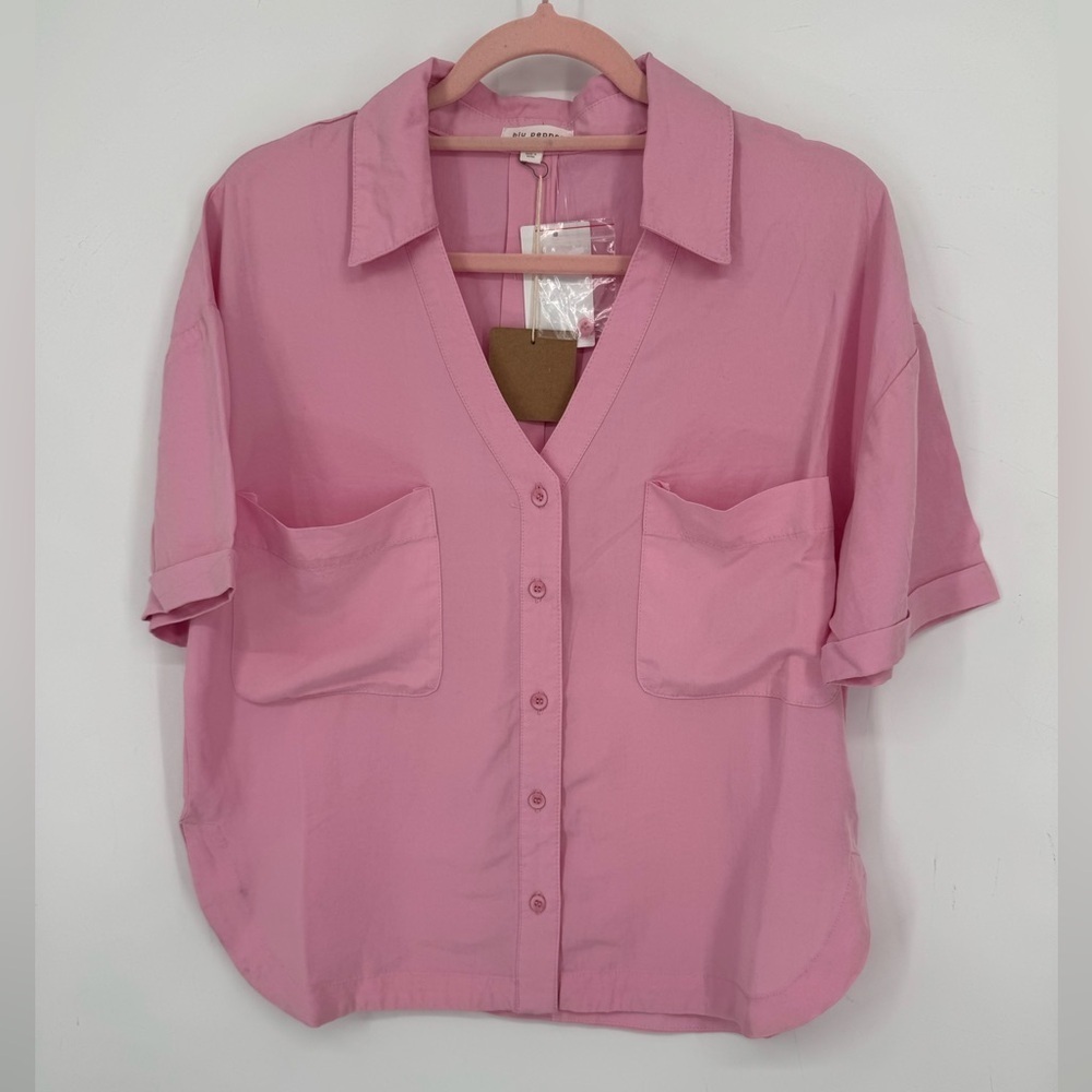 Blu Pepper Women's Pink Button Down Shirt Oversized Size Small NWT Barbiecore